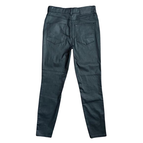 Ted Baker Women’s Black Coated Skinny Pants Sz 30 X 29 Zip Hem Faux Leather Look - Picture 4 of 10